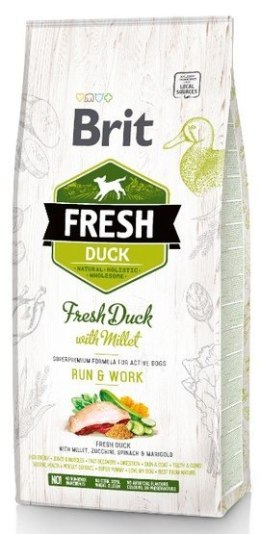Brit Fresh Dog Adult Active Duck & Millet 2,5kg [termin ważności: 04.08.2026]