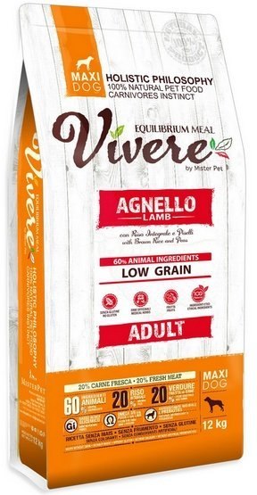 Vivere Maxi Adult Lamb 12kg Karma Monobiałkowa z Jagnięciną dla dużych ras