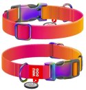 Collar WauDog Recycled Obroża nylonowa z QR-paszportem, gradient L 25mm/33-49cm pomarańczowy