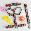Collar WauDog Nylon Obroża nylonowa z QR-paszportem, plastikowy fastex, wzór ZĘBATE POTWORY, S 15mm/25-35cm