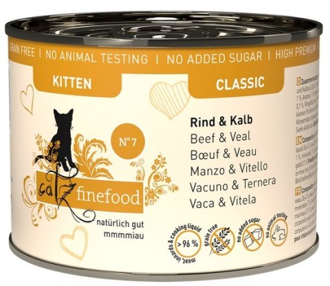 Catz Finefood Classic Kitten Wołowina i cielęcina (Kitten N.07) puszka 200g